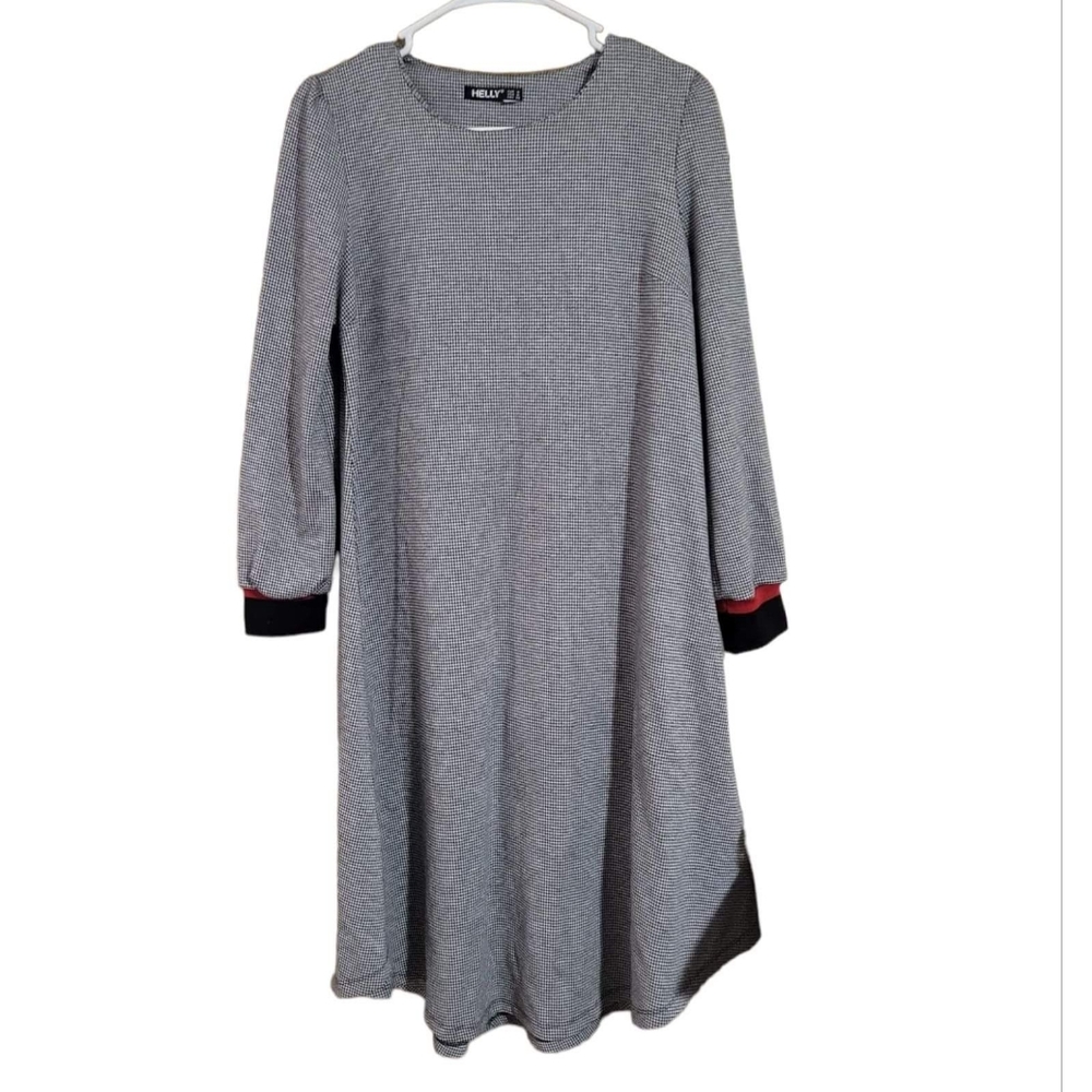 Helly Houndstooth Pattern Long Sleeve Dress Size M